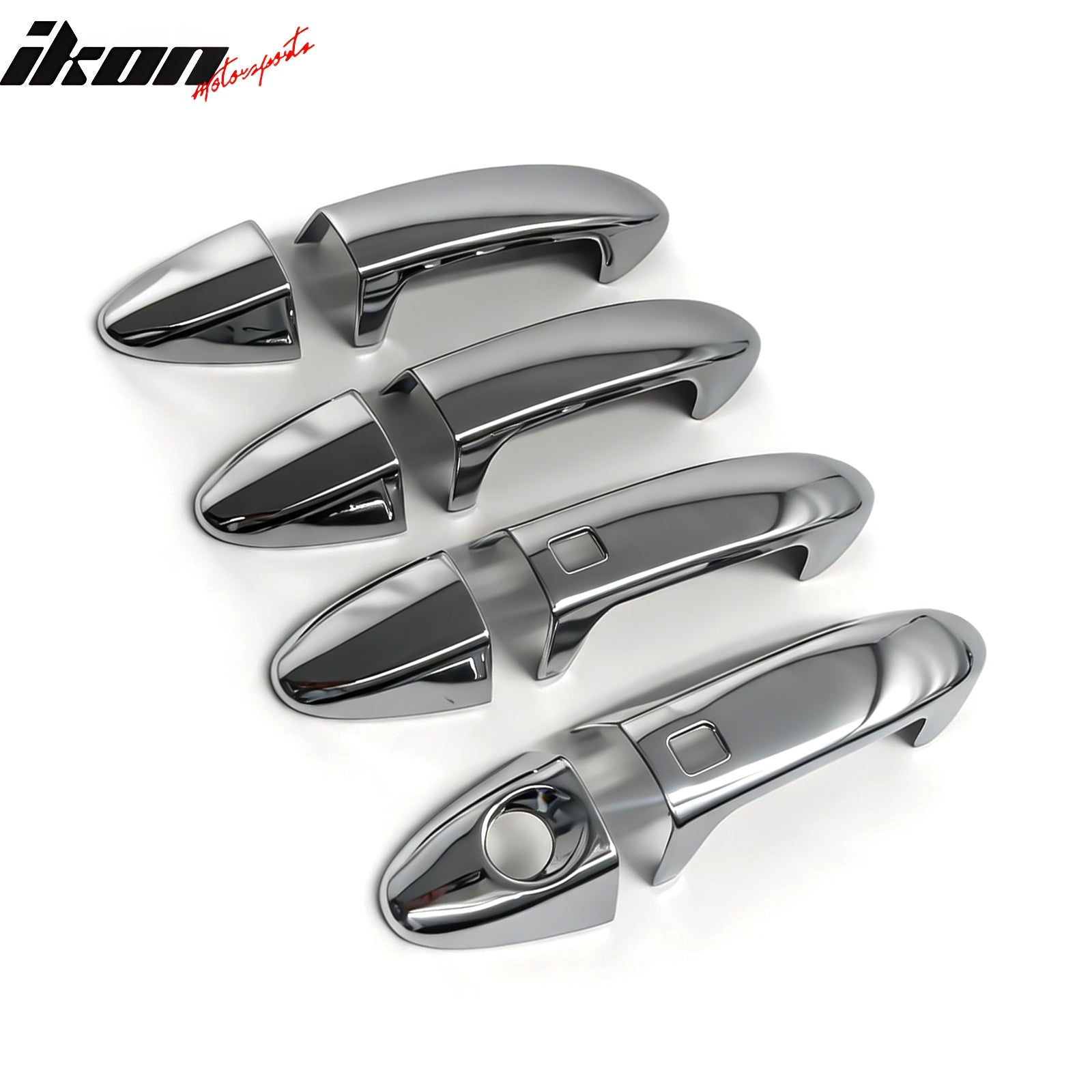 IKON MOTORSPORTS Door Handle Cover, Compatible with 2011-2016 Ford Fiesta, Chrome ABS Door Handle Protector Cap w/ 1 Key Hole 2 Smart Keys, 8PCS