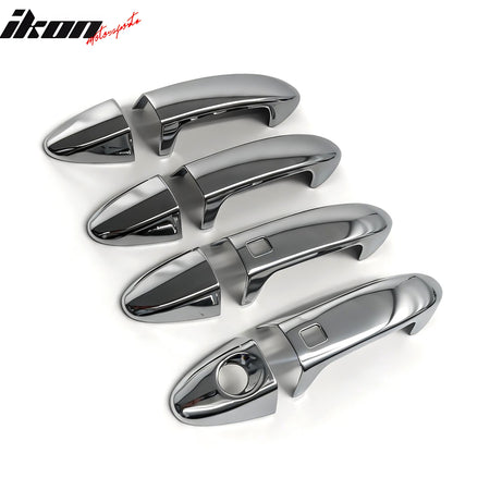 IKON MOTORSPORTS Door Handle Cover, Compatible with 2011-2016 Ford Fiesta, Chrome ABS Door Handle Protector Cap w/ 1 Key Hole 2 Smart Keys, 8PCS