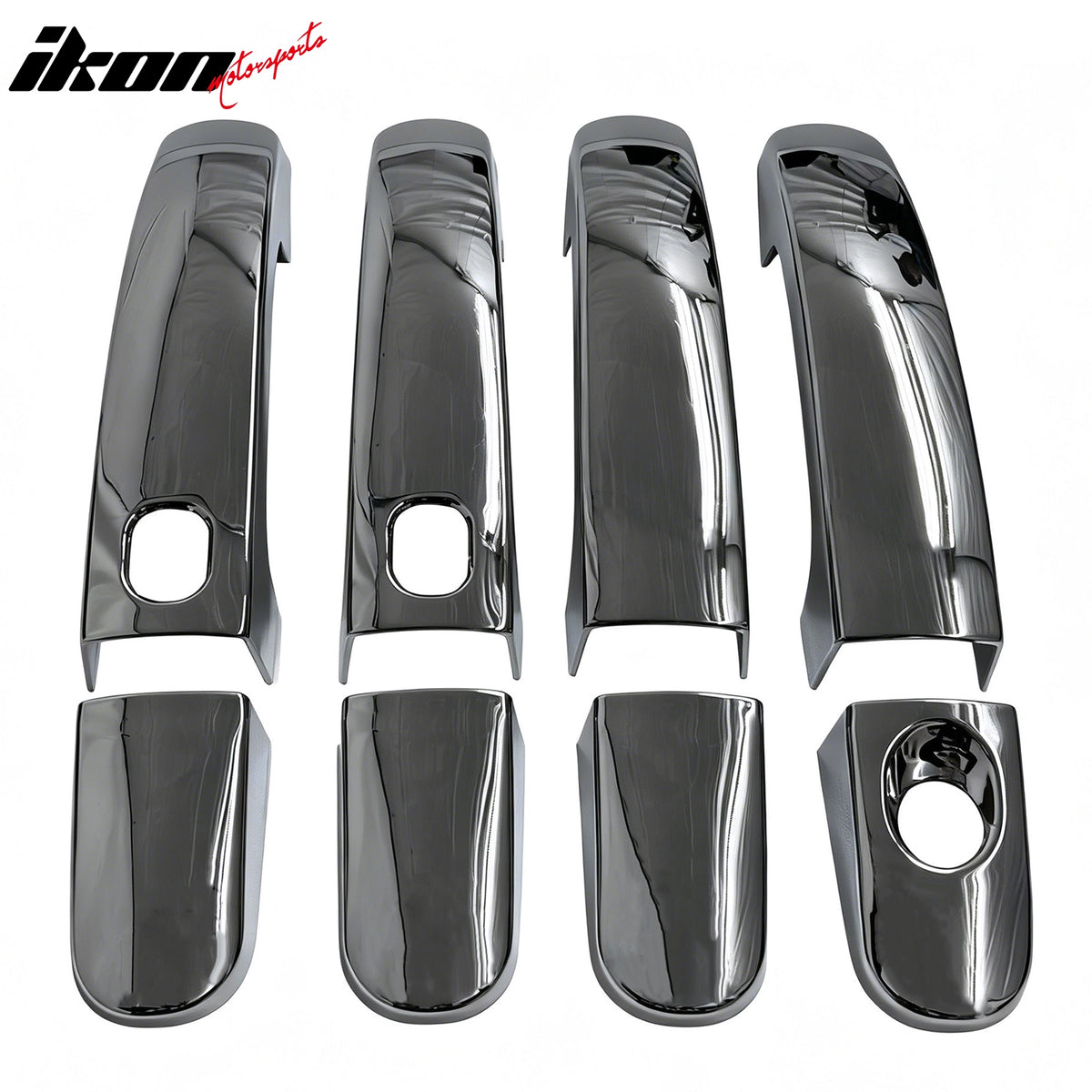 IKON MOTORSPORTS Door Handle Cover, Compatible with 2012-2018 Ford Focus 2013-2019 Escape 2013-2018 C-Max 2014-2019 Transit Connect, Chrome ABS Door Handle Protector Cap w/ 1 Keyhole with 2 Smart Keys