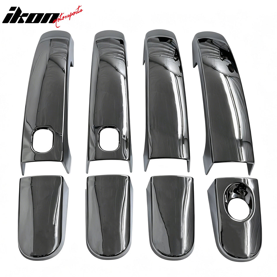 IKON MOTORSPORTS Door Handle Cover, Compatible with 2012-2018 Ford Focus 2013-2019 Escape 2013-2018 C-Max 2014-2019 Transit Connect, Chrome ABS Door Handle Protector Cap w/ 1 Keyhole with 2 Smart Keys