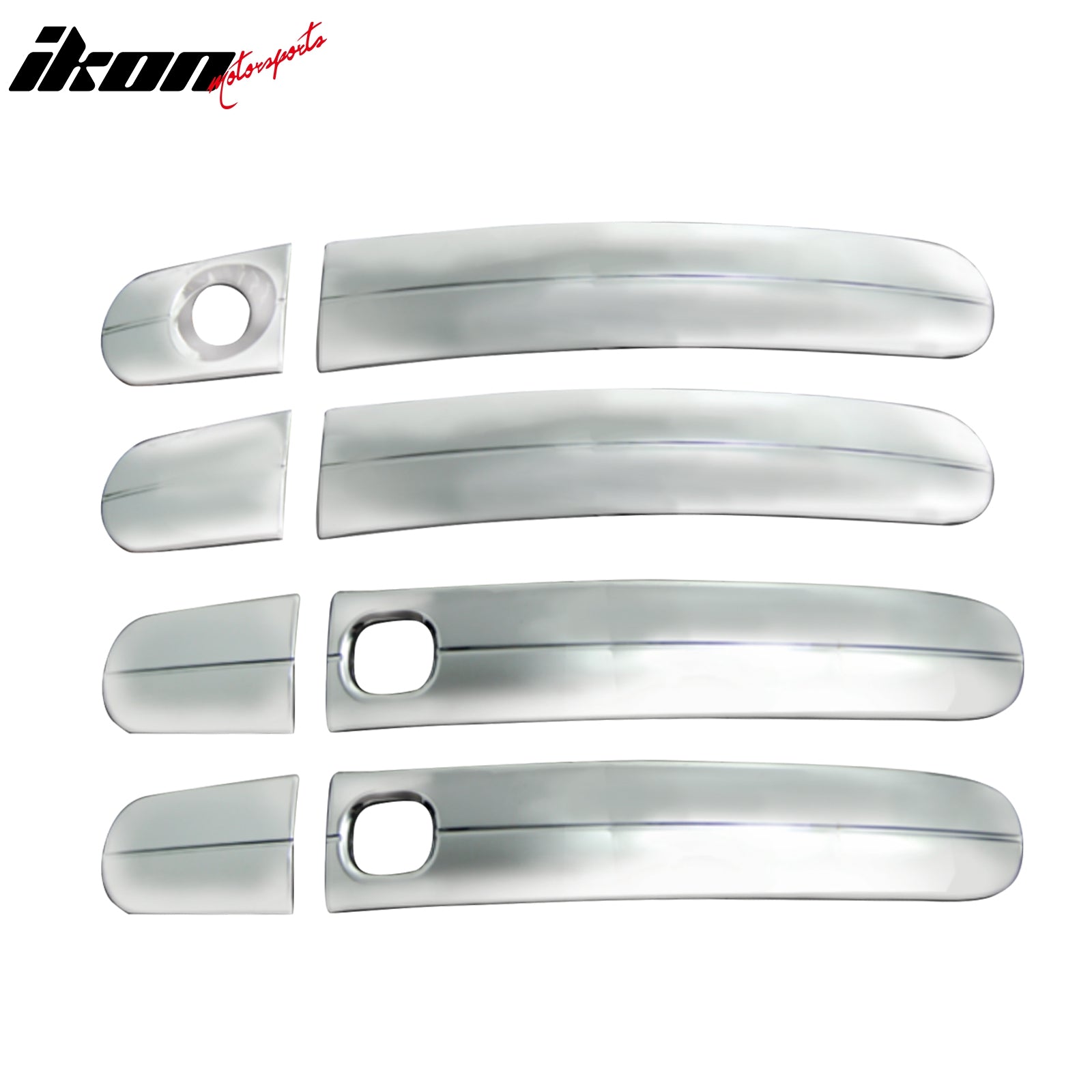 IKON MOTORSPORTS Door Handle Cover, Compatible with 2012-2018 Ford Focus 2013-2019 Escape 2013-2018 C-Max 2014-2019 Transit Connect, Chrome ABS Door Handle Protector Cap w/ 1 Keyhole