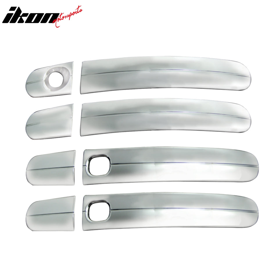 IKON MOTORSPORTS Door Handle Cover, Compatible with 2012-2018 Ford Focus 2013-2019 Escape 2013-2018 C-Max 2014-2019 Transit Connect, Chrome ABS Door Handle Protector Cap w/ 1 Keyhole