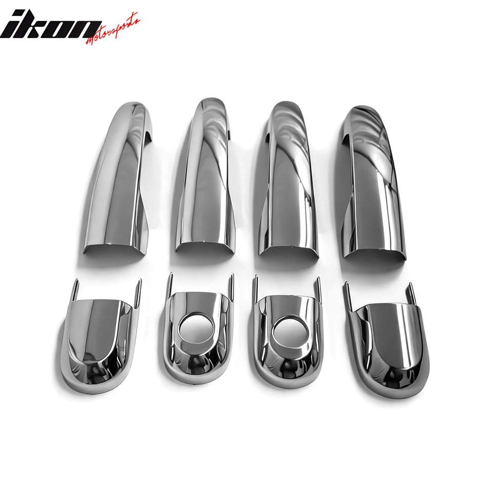 IKON MOTORSPORTS Door Handle Cover, Compatible with 2005-2009 Hyundai Tucson, Chrome ABS Door Handle Protector Cap w/ 1 Key Hole, 8PCS