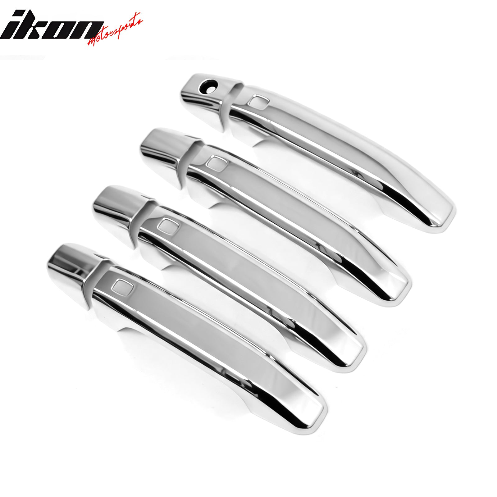 IKON MOTORSPORTS Door Handle Cover, Compatible with 2014-2018 Chevrolet Silverado & GMC Sierra 1500 2500 3500, Chrome ABS Door Handle Protector Cap w/ 1 Key Hole& 4 Smart Keys, 8PCS