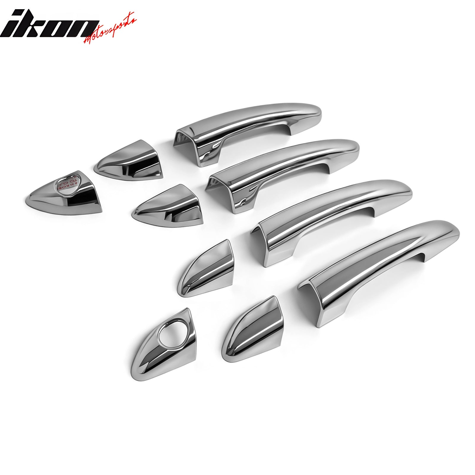 IKON MOTORSPORTS Door Handle Cover, Compatible with 2015-2019 Hyundai Sonata, Chrome ABS Door Handle Protector Cap w/ 1 or 2 Key Holes, 10PCS