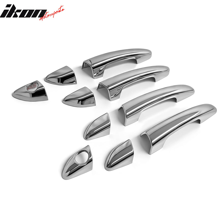 IKON MOTORSPORTS Door Handle Cover, Compatible with 2015-2019 Hyundai Sonata, Chrome ABS Door Handle Protector Cap w/ 1 or 2 Key Holes, 10PCS