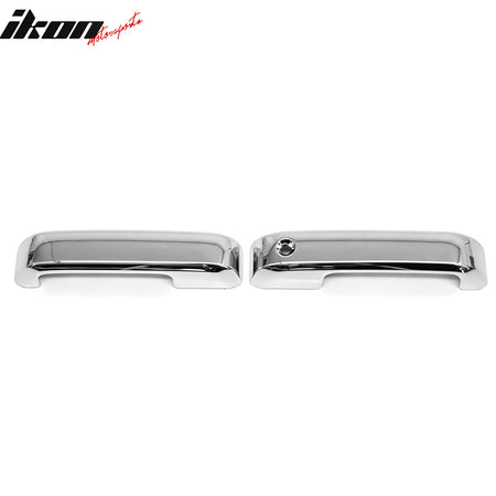 IKON MOTORSPORTS Door Handle Cover, Compatible with 2015-2020 Ford F-150 2017-2022 F-250/F-350 Super Duty, Chrome ABS Door Handle Protector Cap w/ 1 Key Hole, 2PCS