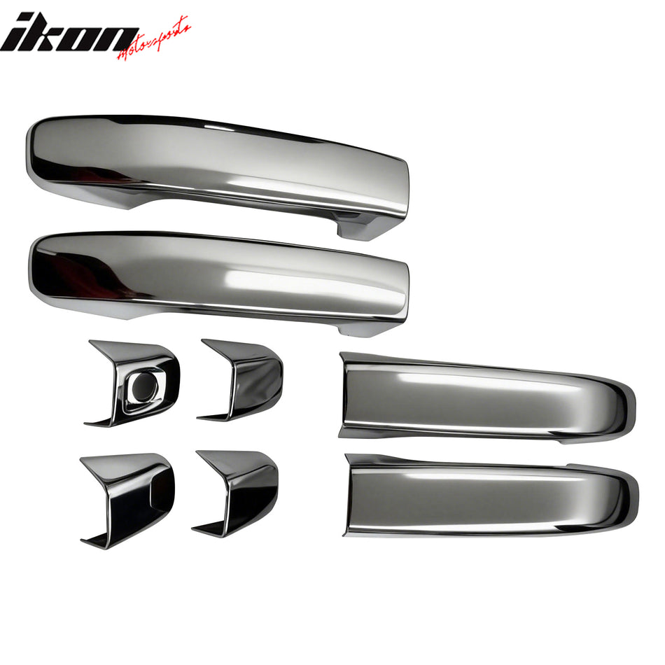 IKON MOTORSPORTS Door Handle Cover with 1-Keyhole, Compatible with 2015-2022 Chevy Colorado& GMC Canyon, Chrome ABS Door Handle Protector Cap, 4PCS