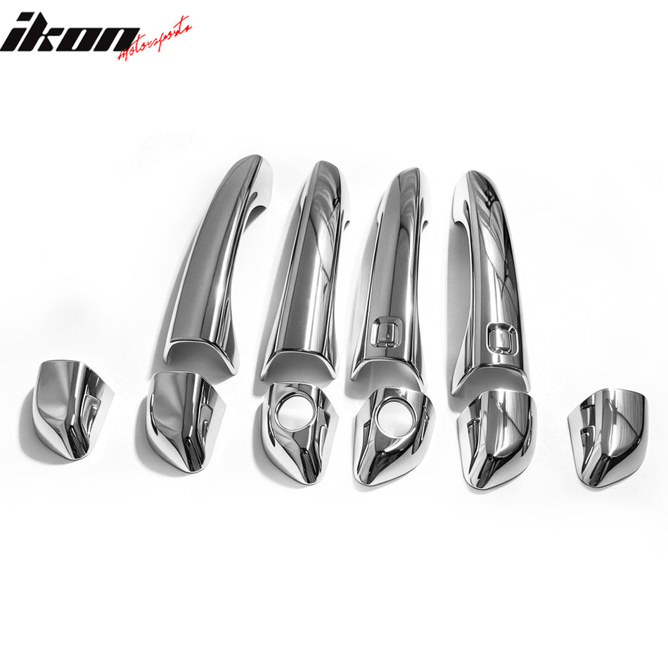 IKON MOTORSPORTS Door Handle Cover, Compatible with 2017-2020 Hyundai Elantra, Chrome ABS Door Handle Protector Cap with Right Key Hole & Smart Key, 10PCS