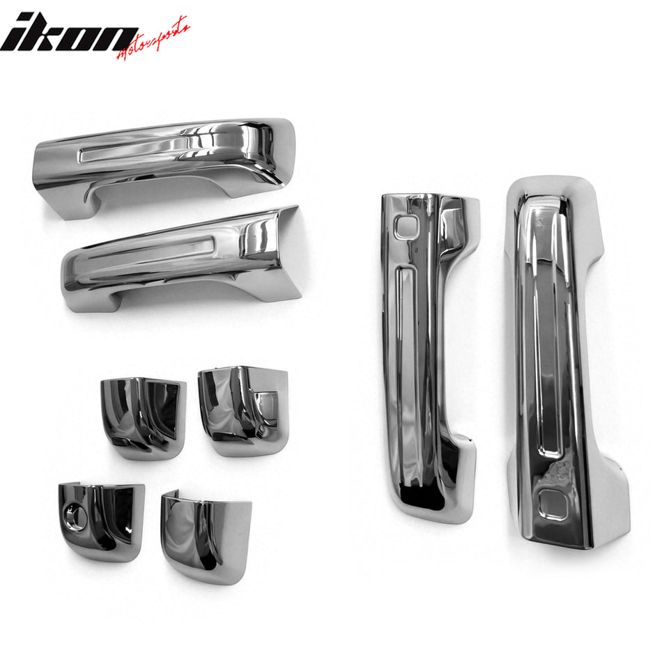 IKON MOTORSPORTS Door Handle Cover with 1-Key Hole& 2-Smart Key Cut Out, Compatible with 2019-2023 Ram 1500 2500, Chrome ABS Door Handle Protector Cap, 4PCS