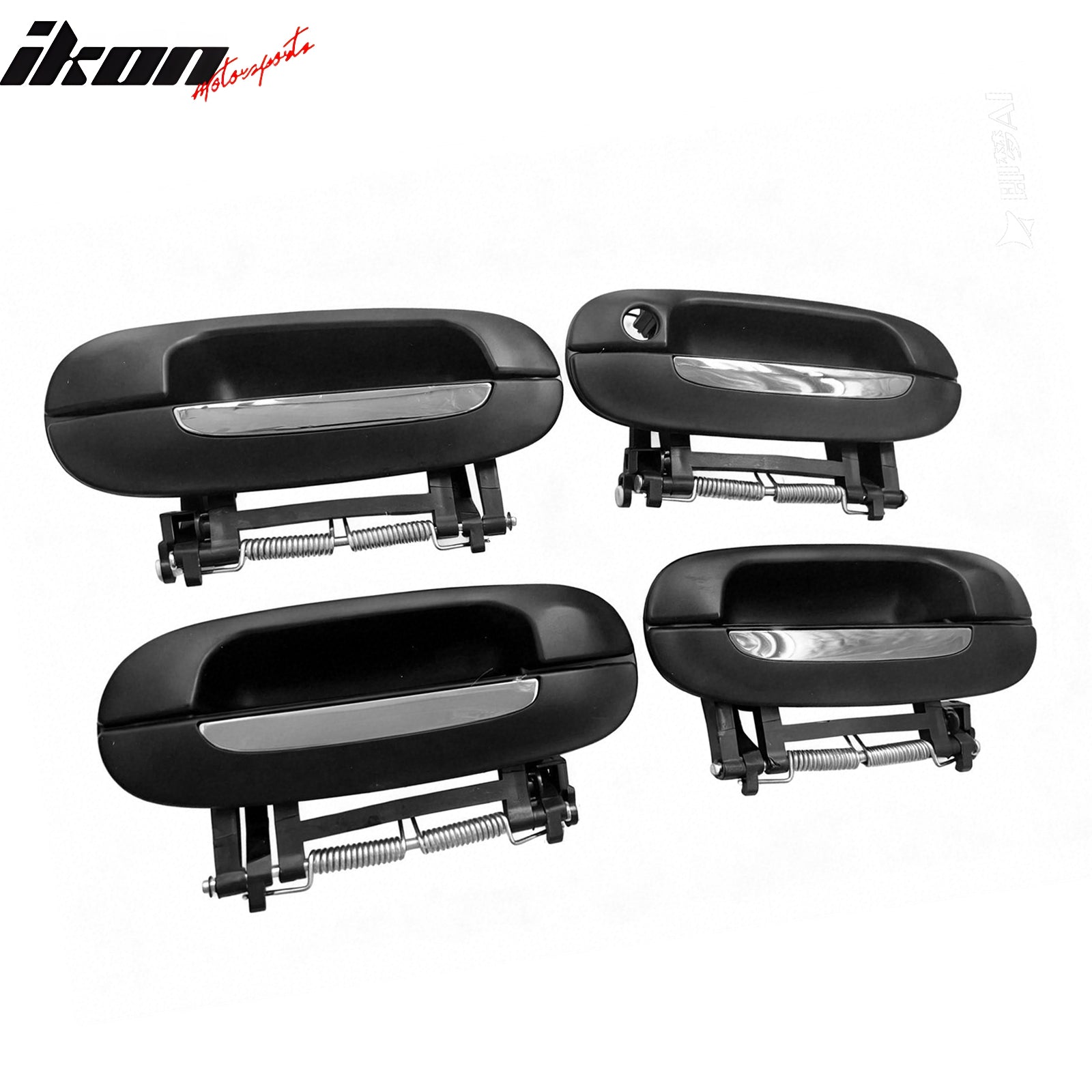 IKON MOTORSPORTS Door Handle Cover with 1-Keyhole, Compatible with 2000-2005 Cadillac DeVille, Black ABS Door Handle Protector Cap, 4PCS