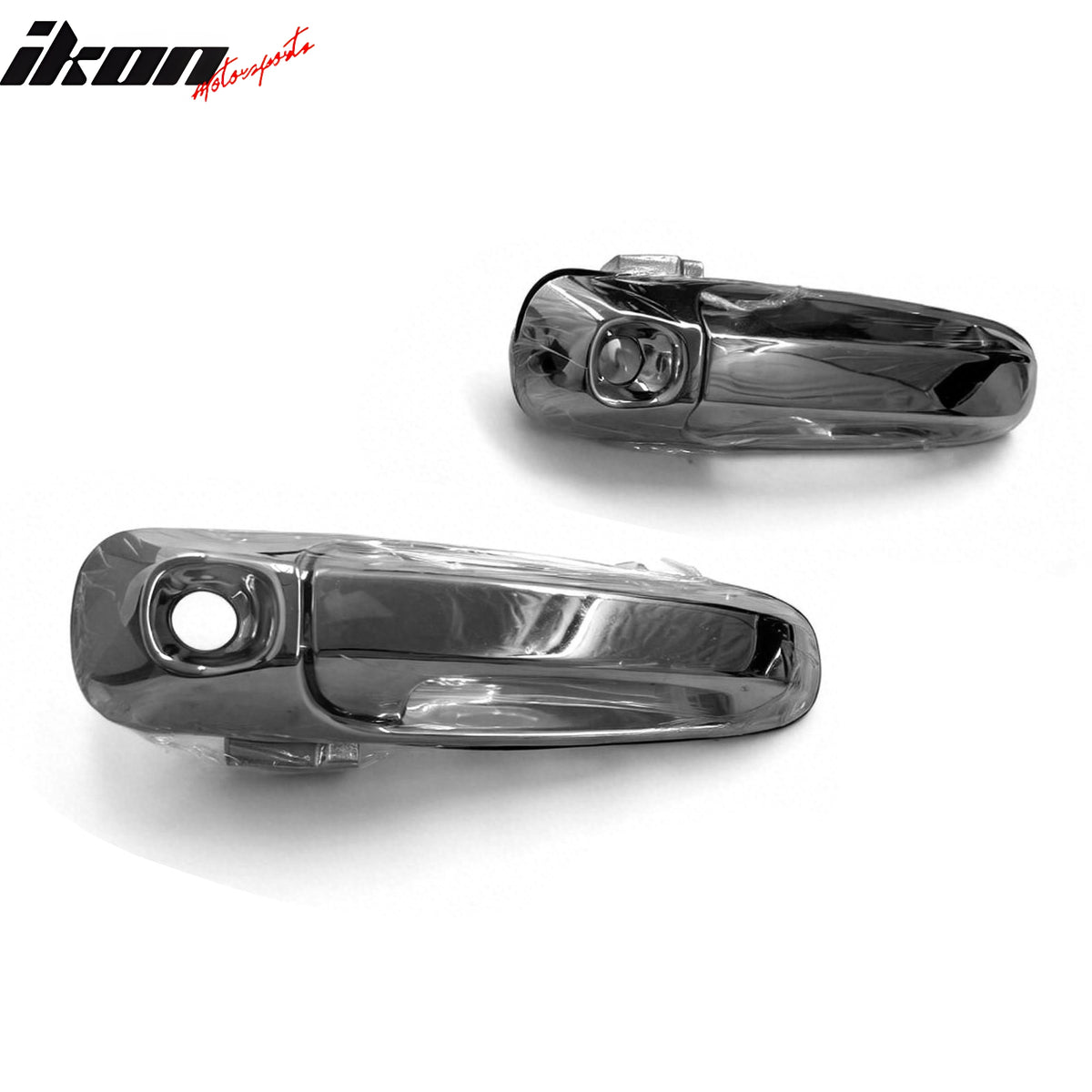 IKON MOTORSPORTS Door Handle Cover with 2 Keyhole, Compatible with 2002-2008 Dodge Ram 1500 2500 3500, 2005-2011 Dodge Dakota, Chrome ABS Door Handle Protector Cap, 2PCS