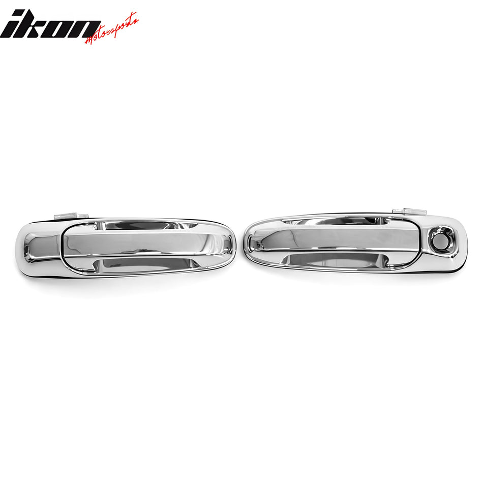 IKON MOTORSPORTS Door Handle Cover, Compatible with 2002-2008 Dodge Ram 1500 2500 3500, 2005-2011 Dodge Dakota, Chrome ABS Door Handle Protector Cap with 1 Key Hole, 2PCS