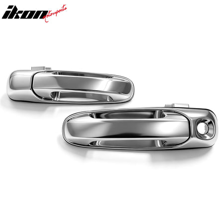 IKON MOTORSPORTS Door Handle Cover W/ 1-Keyhole, Compatible with 2002-2008 Dodge Ram 1500 2500 3500 & 2005-2011 Dodge Dakota, ABS Chrome Door Handle Protector Cap Door Handle Covers, 2PCS
