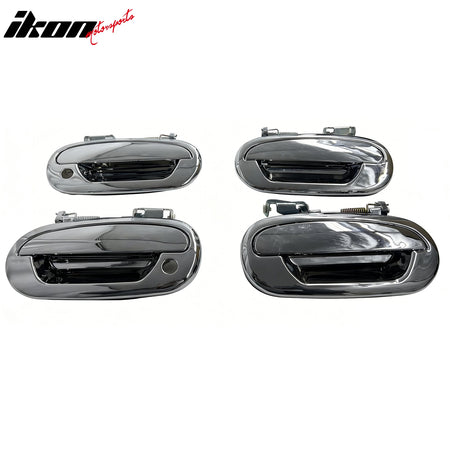 IKON MOTORSPORTS Door Handle Cover, Compatible with 1997-2003 Ford F-150 1997-2002 Expedition, Chrome ABS Door Handle Protector Cap w/ 2 Key Holes