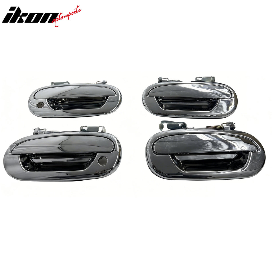 IKON MOTORSPORTS Door Handle Cover, Compatible with 1997-2003 Ford F-150 1997-2002 Expedition, Chrome ABS Door Handle Protector Cap w/ 2 Key Holes