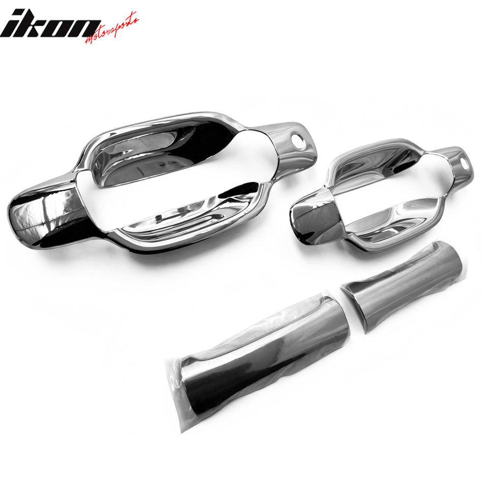 IKON MOTORSPORTS Door Handle Cover With Right Key Hole, Compatible with 2004-2012 Chevrolet Colorado/GMC Canyon, Chrome ABS Door Handle Protector Cap, 2PCS