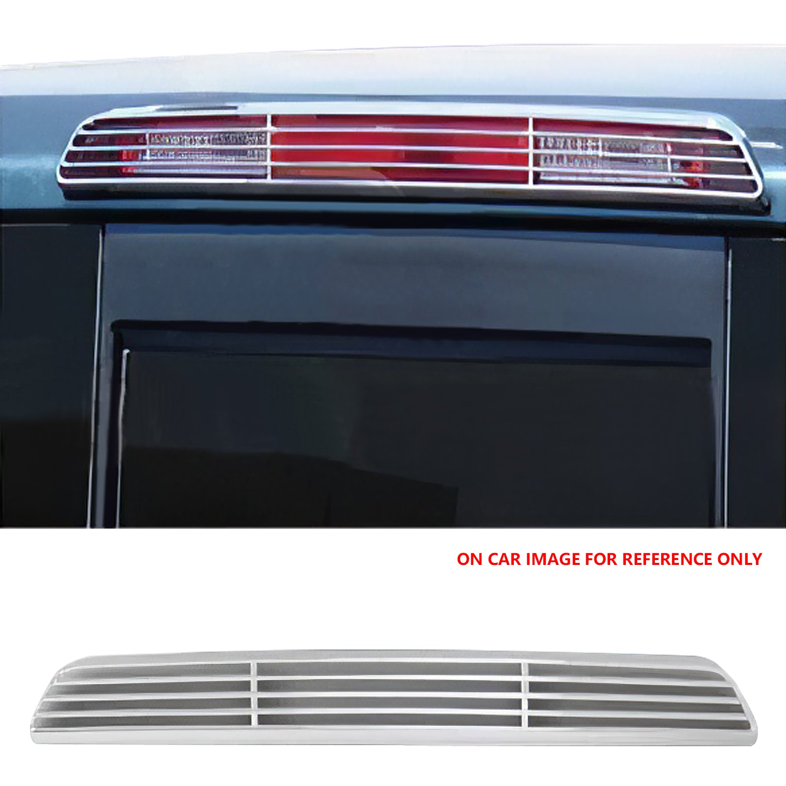 IKON MOTORSPORTS, 3rd Brake Light Trim Compatible With 2004-2009 Nissan Titan, Rear High Third Tail Light Cover Assembly Replacement Chrome