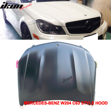 Fits 08-11 Mercedes W204 C-Class C63 AMG Hood + Projector Headlight Carbon Fiber