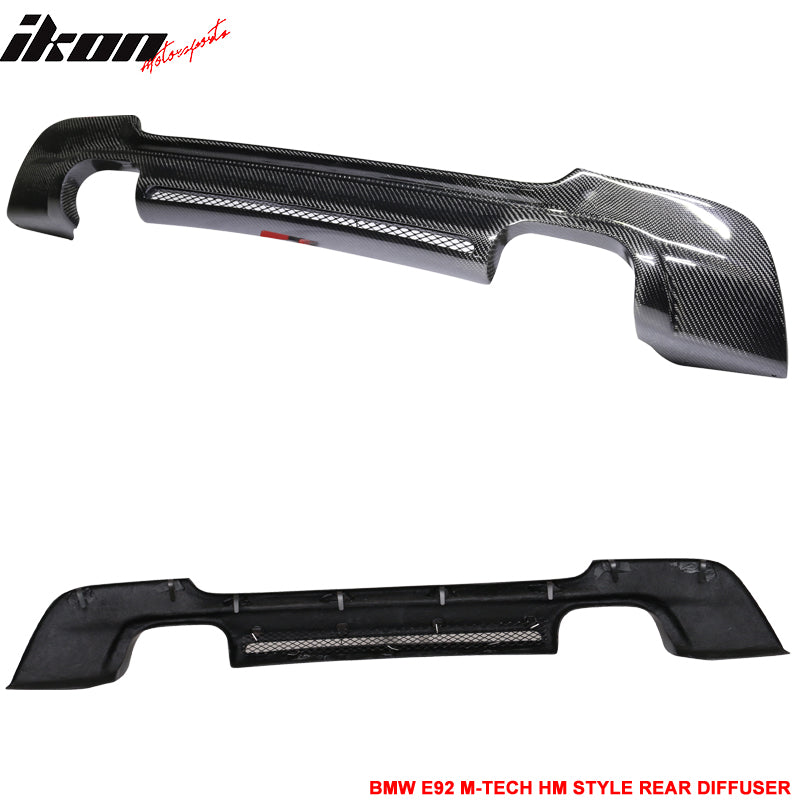 Rear Diffuser Compatible With 2007-2013 BMW E92, M-Tech M Sport HM Style Rear Bumper Diffuser Carbon Fiber CF by IKON MOTORSPORTS, 2008 2009 2010 2011 2012