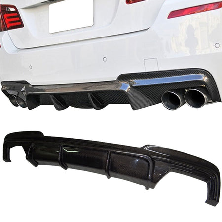 Fits 11-16 BMW F10 M-Sport V Style Rear Bumper Lip Diffuser Matte Carbon Fiber