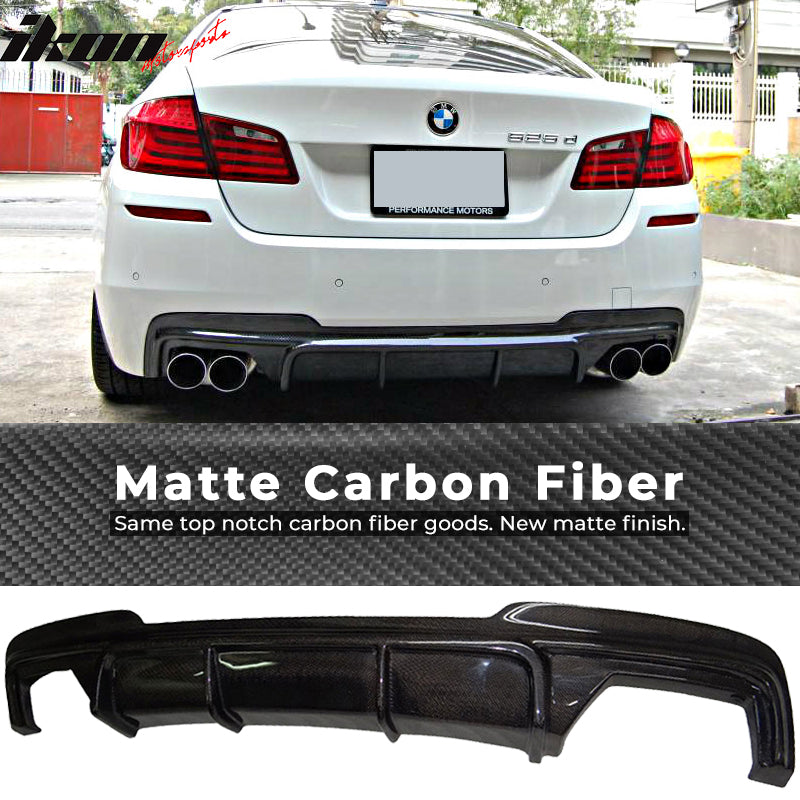 Fits 11-16 BMW F10 M-Sport V Style Rear Bumper Lip Diffuser Matte Carbon Fiber