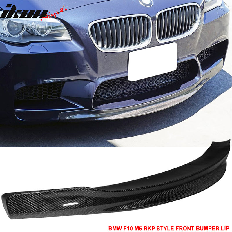 Fits 12-16 BMW F10 5-Series M5 RKP Style Front Bumper Lip - Matte Carbon Fiber