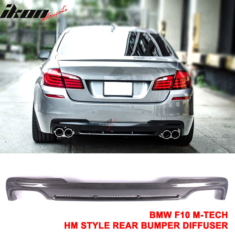 F10 Rear View IKON MOTORSPORTS, Matte Carbon Fiber Rear Diffuser Compatible With 2011 ...