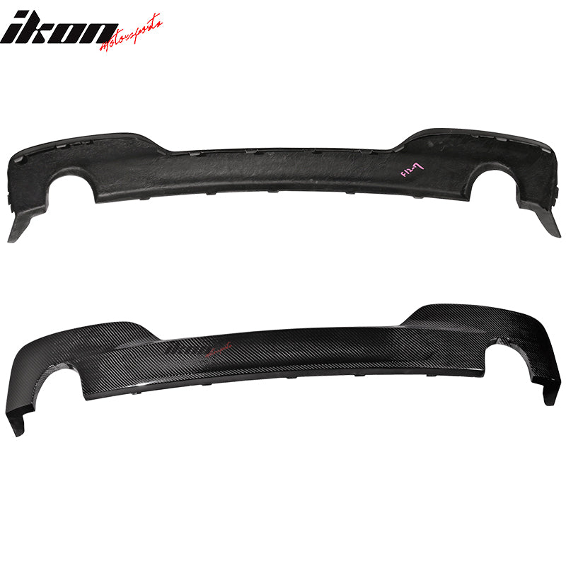 IKON MOTORSPORTS, Matte Carbon Fiber Rear Diffuser Compatible With 2012-2017 BMW F12 F13 640i, M-Tech M Sport Factory Style Rear Bumper Lip, 2013 2014 2015 2016