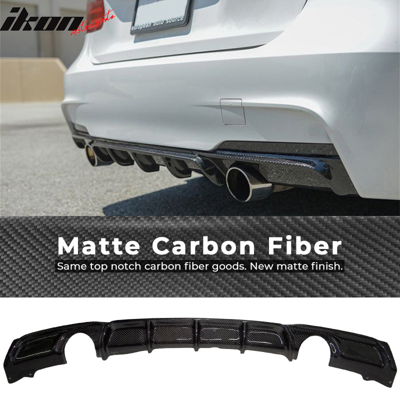 Fits 12-18 F30 335 Dual Exhaust M Sport P Style Rear Diffuser Matte Carbon Fiber