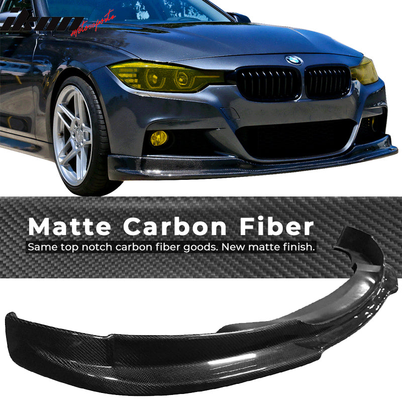 Fits 12-18 F30 F31 M-Tech M Sport DP Style Front Bumper Lip Matte Carbon Fiber
