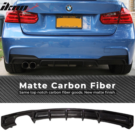 Fits 12-18 BMW F30 M-Tech M Sport DP Style Rear Lip Diffuser Matte Carbon Fiber