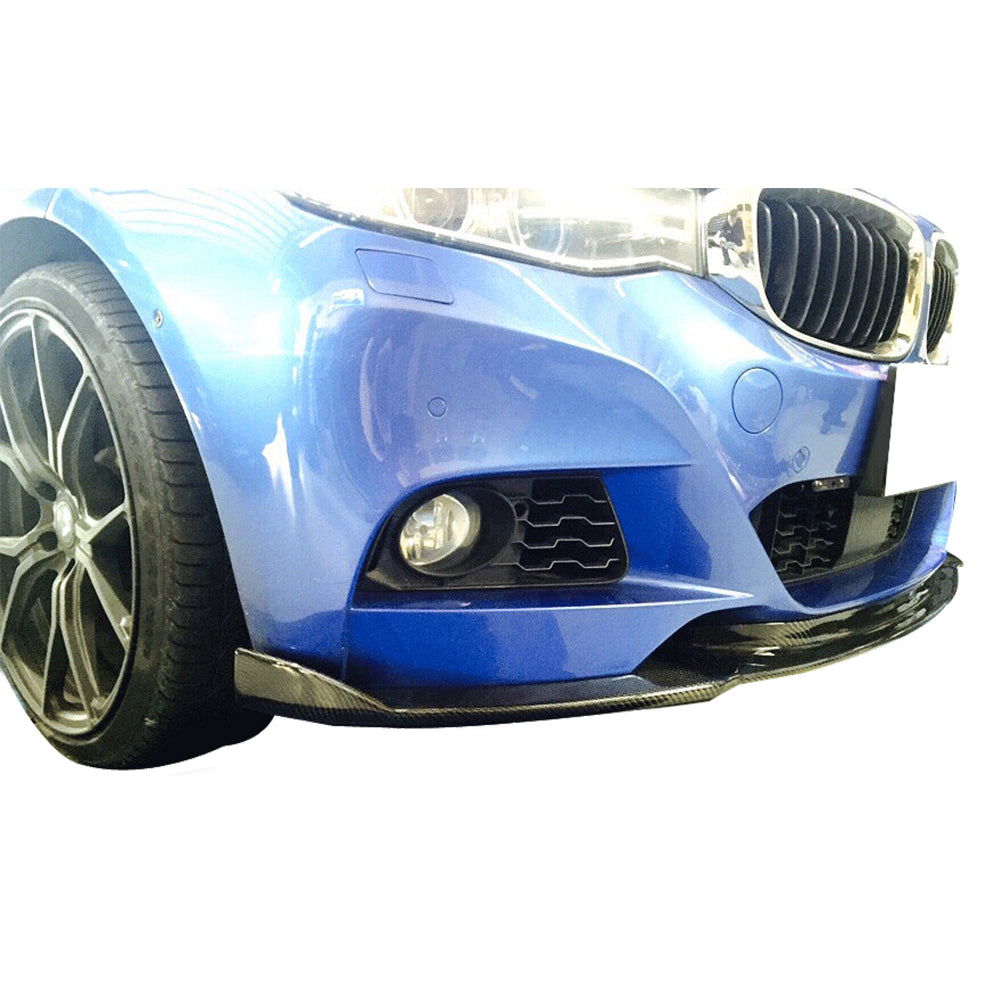 IKON MOTORSPORTS, Matte Carbon Fiber Front Bumper Lip Compatible With 2014-2016 BMW F34, 3 Series M-Tech M Sport HM Style Front Lip Spoiler, 2015