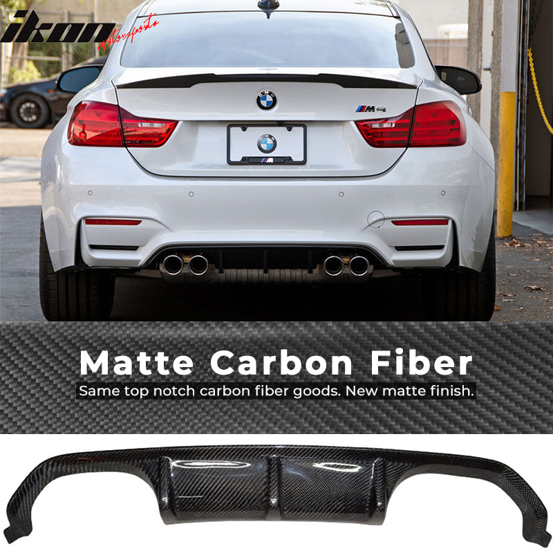 Fits 14-19 BMW F80 M3 F82 M4 V Style Rear Bumper Lip Diffuser Matte Carbon Fiber