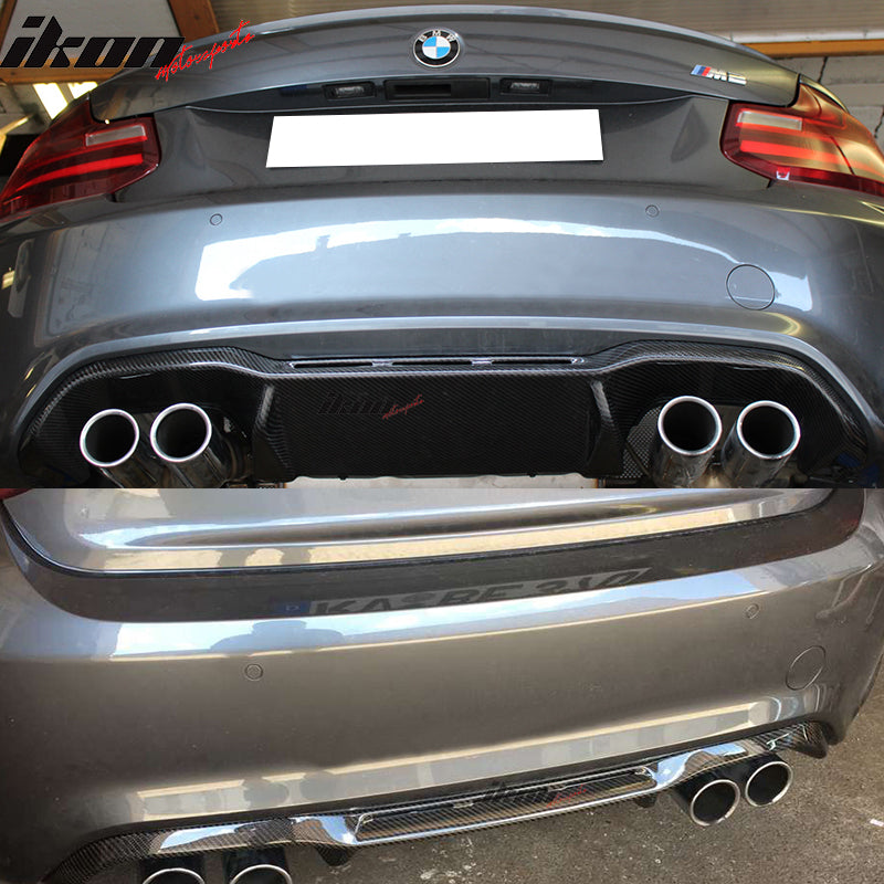 IKON MOTORSPORTS, Matte Carbon Fiber Rear Diffuser Compatible With 2016 ...