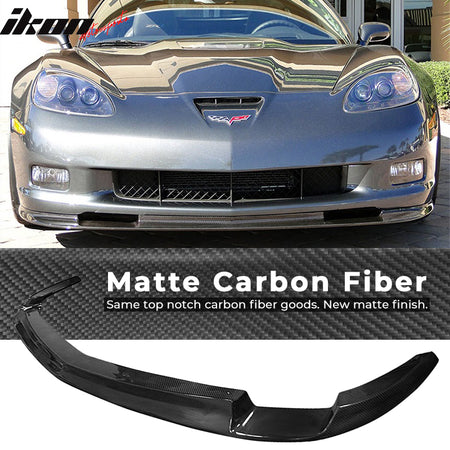 Fits 05-13 Chevy Corvette C6 Z1 Style Front Bumper Lip - Matte Carbon Fiber