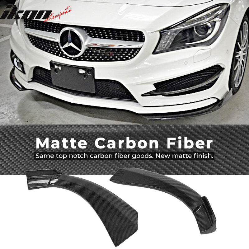 Fits 14-16 Benz C117 AMG Sports PH Style Front Lip Splitters Matte Carbon Fiber