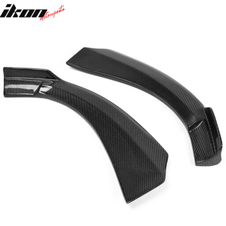 IKON MOTORSPORTS, Matte Carbon Fiber Front Lip Splitters Compatible With 2014-2016 Benz W117 CLA-Class, AMG Sports Package PH Style Front Bumper Lip 2PC, 2015