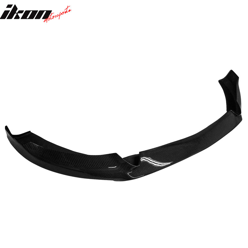 IKON MOTORSPORTS, Matte Carbon Fiber Front Bumper Lip Compatible With 2015-2016 Mercedes-Benz C-Class W205, AMG Sports Bumper Only CS Style Front Lip Spoiler