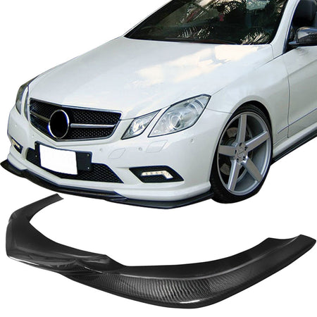IKON MOTORSPORTS, Matte Carbon Fiber Front Bumper Lip Compatible With 2009-2013 Mercedes-Benz C207 W207, E-Class AMG GH Style Front Lip Spoiler, 2010 2011 2012
