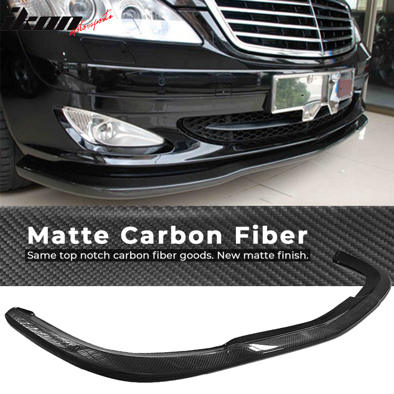 Fits 07-13 Benz W221 S-Class CS Style Front Bumper Lip - Matte Carbon Fiber