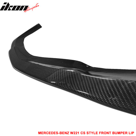 Fit 2007-2013 Mercedes-Benz W221 Front Bumper Lip Matte Carbon Fiber