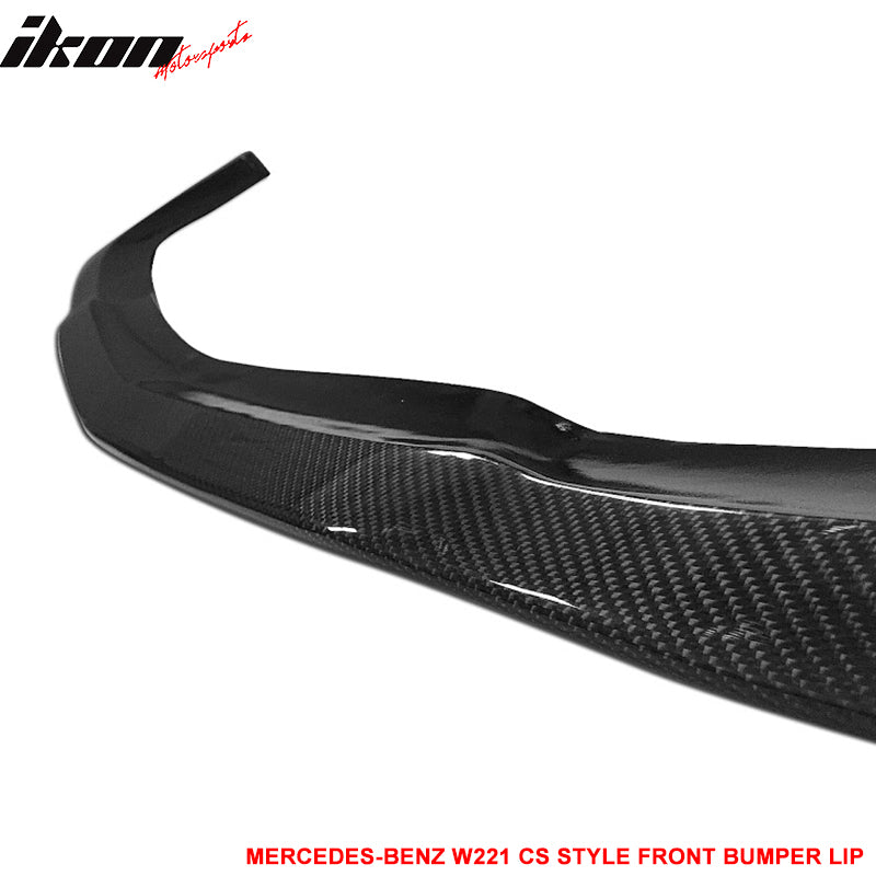 Fit 2007-2013 Mercedes-Benz W221 Front Bumper Lip Matte Carbon Fiber