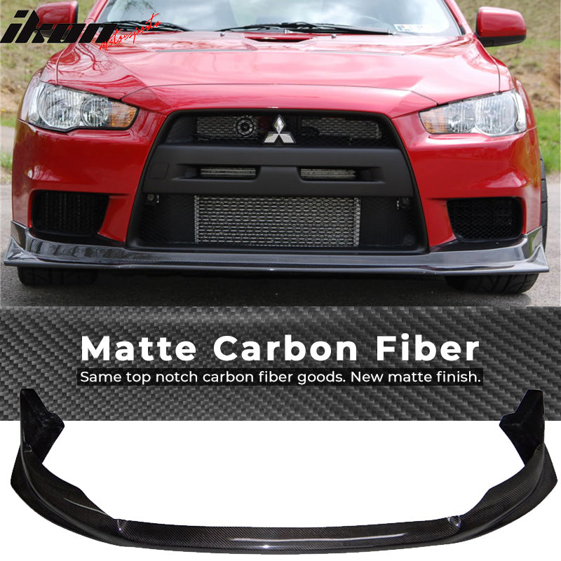 Fits 08-15 Mitsubishi Lancer EVO X VR Style Front Bumper Lip Matte Carbon Fiber