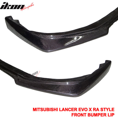 Fits 08-15 Mitsubishi Lancer EVO X RA Style Front Bumper Lip Matte Carbon Fiber