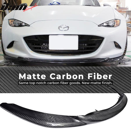 Fits 16-17 Mazda MX5 Miata GV Style Front Bumper Lip - Matte Carbon Fiber