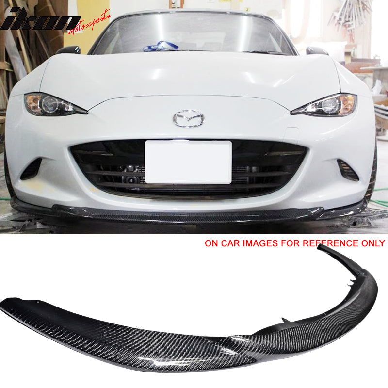 IKON MOTORSPORTS, Matte Carbon Fiber Front Bumper Lip Compatible With ...