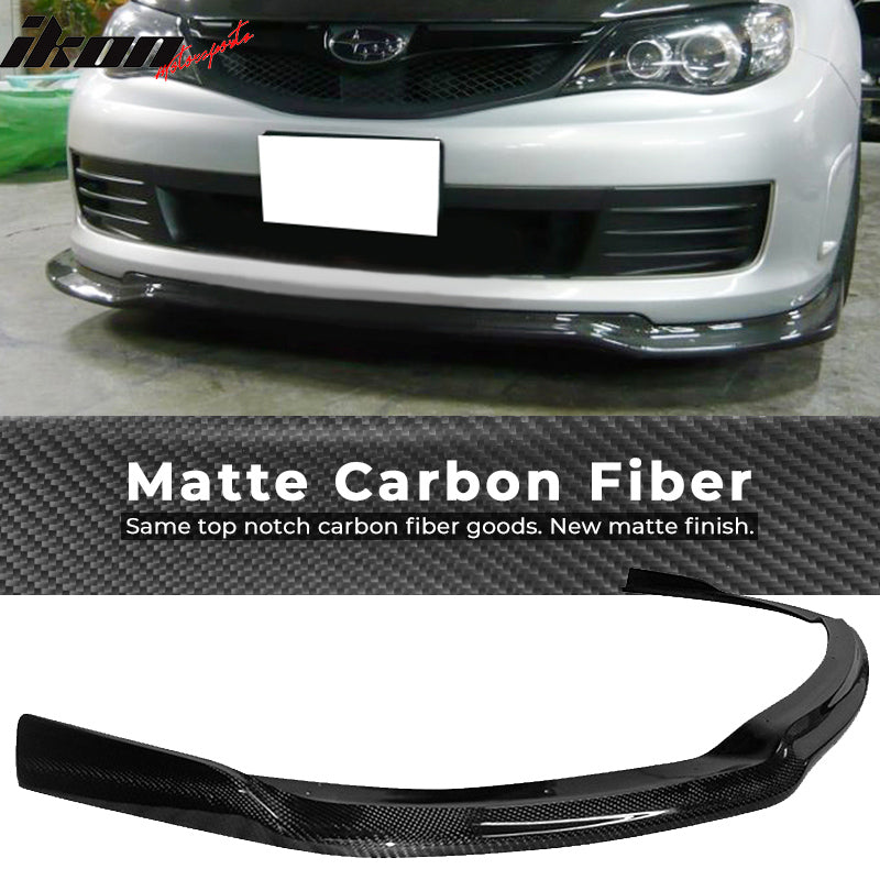 Fits 08-10 Subaru Impreza WRX STI VR Style Front Bumper Lip Matte Carbon Fiber