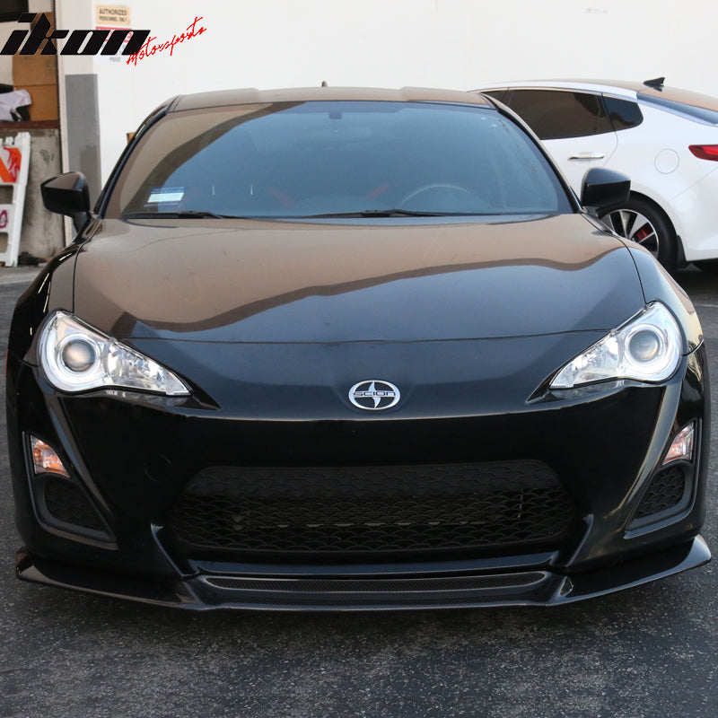 IKON MOTORSPORTS, Matte Carbon Fiber Front Bumper Lip Compatible With 2013-2016 Scion FRS GT86, CS Style Front Lip Spoiler, 2014 2015