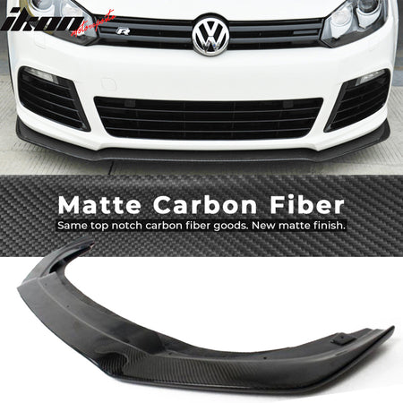 Fits 10-13 Volkswagen Golf 6 R20 DP Style Front Bumper Lip - Matte Carbon Fiber